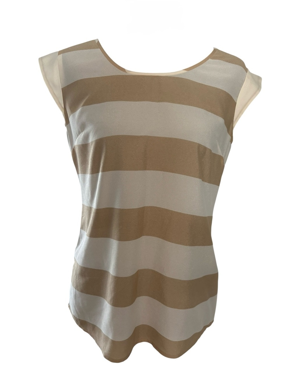 The Limited Beige and Cream Striped Cap Sleeve Top